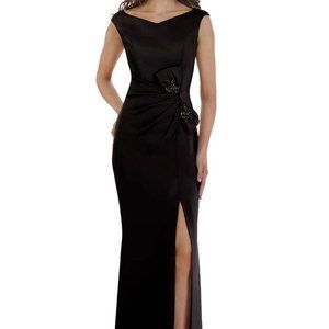 Gia Franco~Size 10~Black Fabulous bateau neckline bow detail sheath long dress